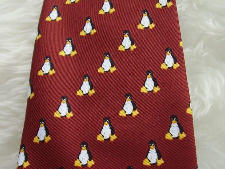 Linux Tux Penguin Tie in Revolutionary Red Fashion