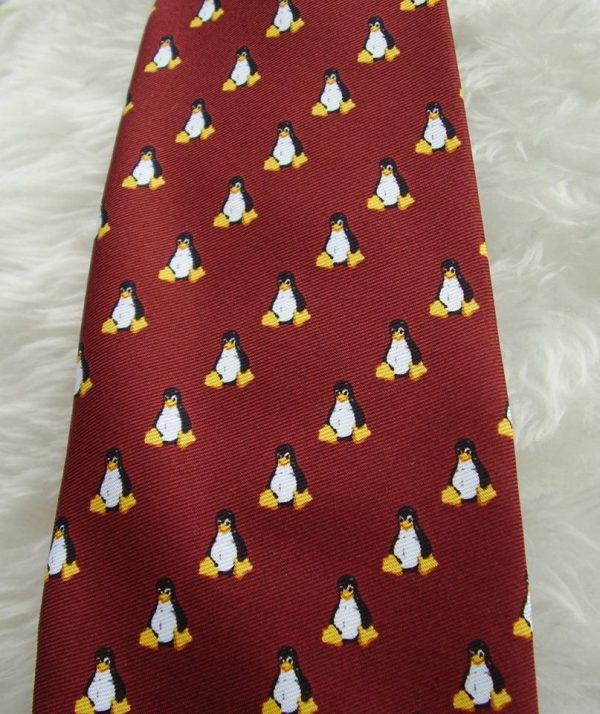 Linux Tux Penguin Tie in Revolutionary Red Fashion