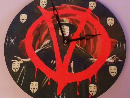 Anonymous Wall Clock 12  Vendetta Movie Themed With Guy Fawkes Mask, Dagger Art Online Hot Sale