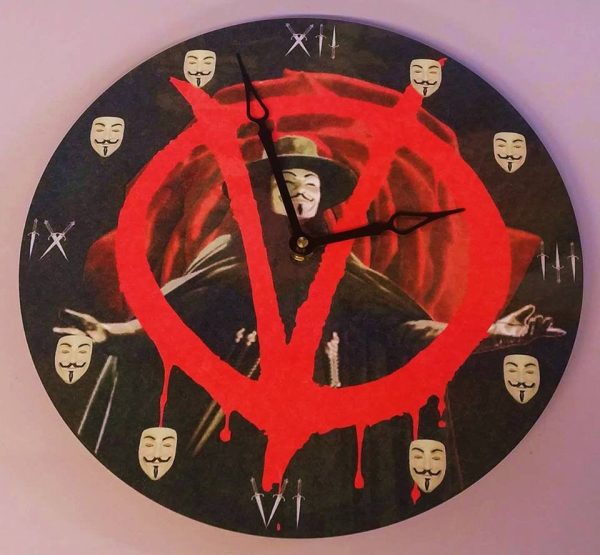 Anonymous Wall Clock 12  Vendetta Movie Themed With Guy Fawkes Mask, Dagger Art Online Hot Sale