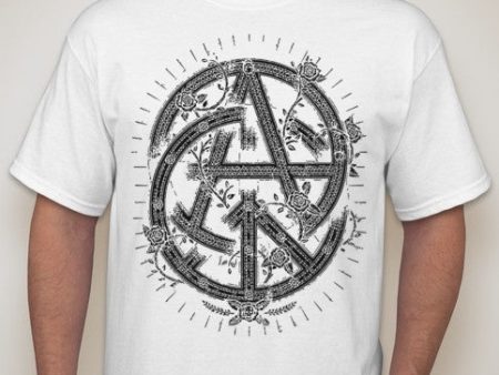 Anarchy Peace Rose Skull Intertwined Symbols T-shirt For Cheap