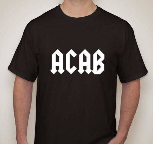 ACAB White Text T-shirt Hot on Sale