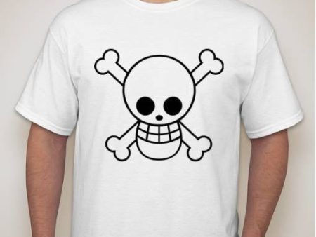 One Piece Anime PUMPKIN Skull & Crossbones Jolly Roger Pirate Flag T-shirt | Blasted Rat Online now