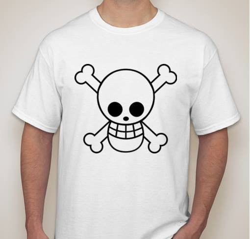 One Piece Anime PUMPKIN Skull & Crossbones Jolly Roger Pirate Flag T-shirt | Blasted Rat Online now