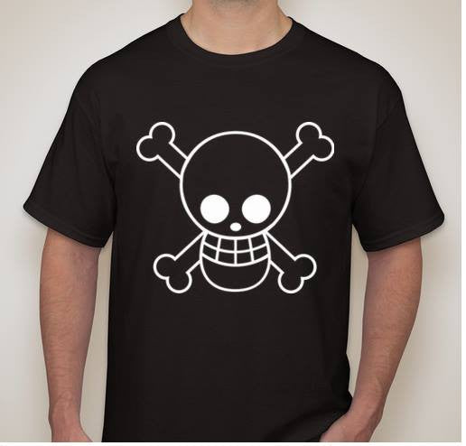 One Piece Anime PUMPKIN Skull & Crossbones Jolly Roger Pirate Flag T-shirt | Blasted Rat Online now