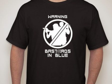 ACAB Warning Bastards In Blue T-shirt Online Hot Sale