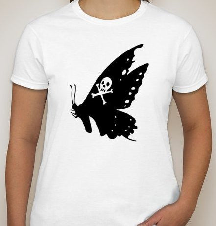 Butterfly With Skull Crossbones T-shirt | Blasted Rat Fashion