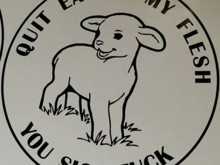 Quit Eating My Flesh You Sick Fuck Vegetarian Vegan Animal Rights ALF Lamb Easter | Die Cut Vinyl Sticker Decal For Discount