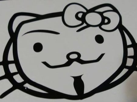 Anonymous Hello Kitty Head | Die Cut Vinyl Sticker Decal For Sale