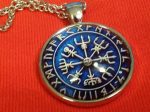 Viking Vegvisir Icelandic Sailor Rough Weather Protection Blue Medallion Nordic Jewelry Necklace Supply