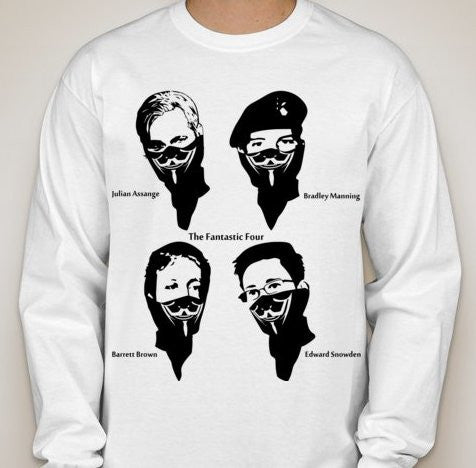 The Fantastic Four Assange Brown Manning Snowden Anonymous Long Sleeve T-shirt Supply