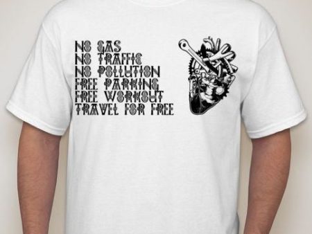 Cyclist Heart No Gas No Traffic No Pollution Free Parking Free Workout Travel For Free T-shirt | Blasted Rat For Cheap