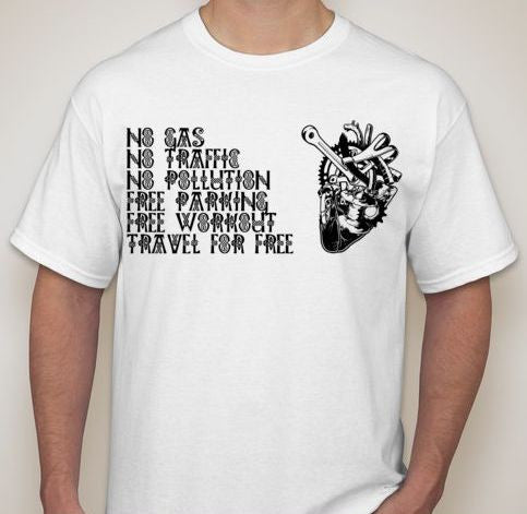 Cyclist Heart No Gas No Traffic No Pollution Free Parking Free Workout Travel For Free T-shirt | Blasted Rat For Cheap